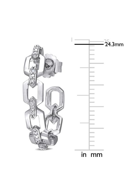 Delmar Diamond Oval Link Hoop Earrings In Silver