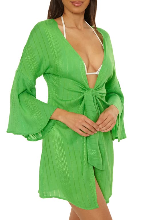 Becca Radiance V-neck Long Sleeve Cover-up Tunic In Green