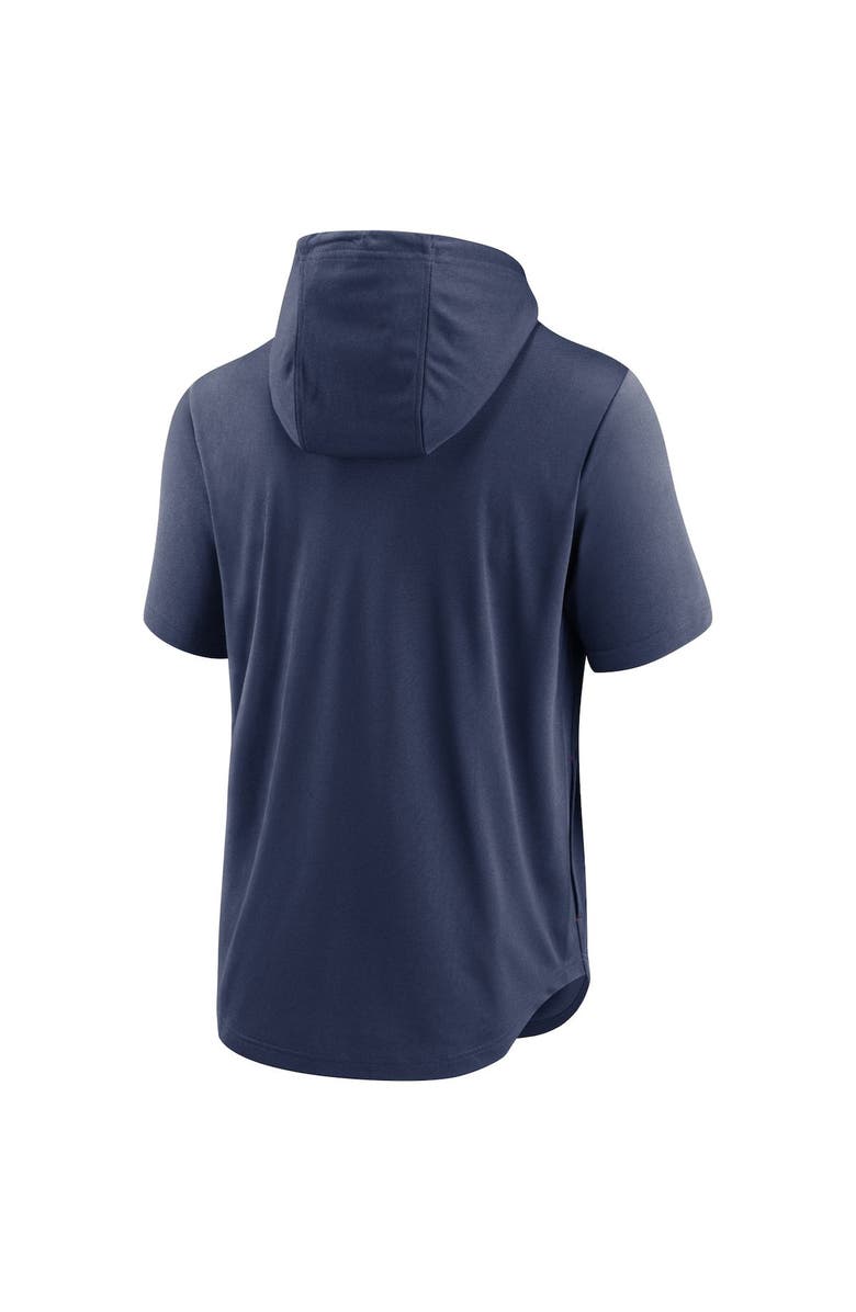 Nike Men's Nike Navy Cleveland Guardians Logo Lockup Performance Short-Sleeved Pullover Hoodie, Alternate, color, 