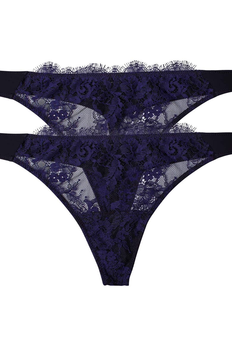 Skarlett Blue Entice Lace Front Thong 2-Pack, Main, color, Black/Midnight