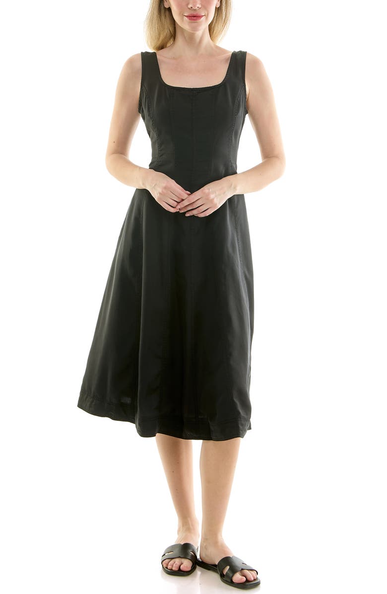 Nicole Miller Twill Fit & Flare Tank Dress, Alternate, color, Very Black