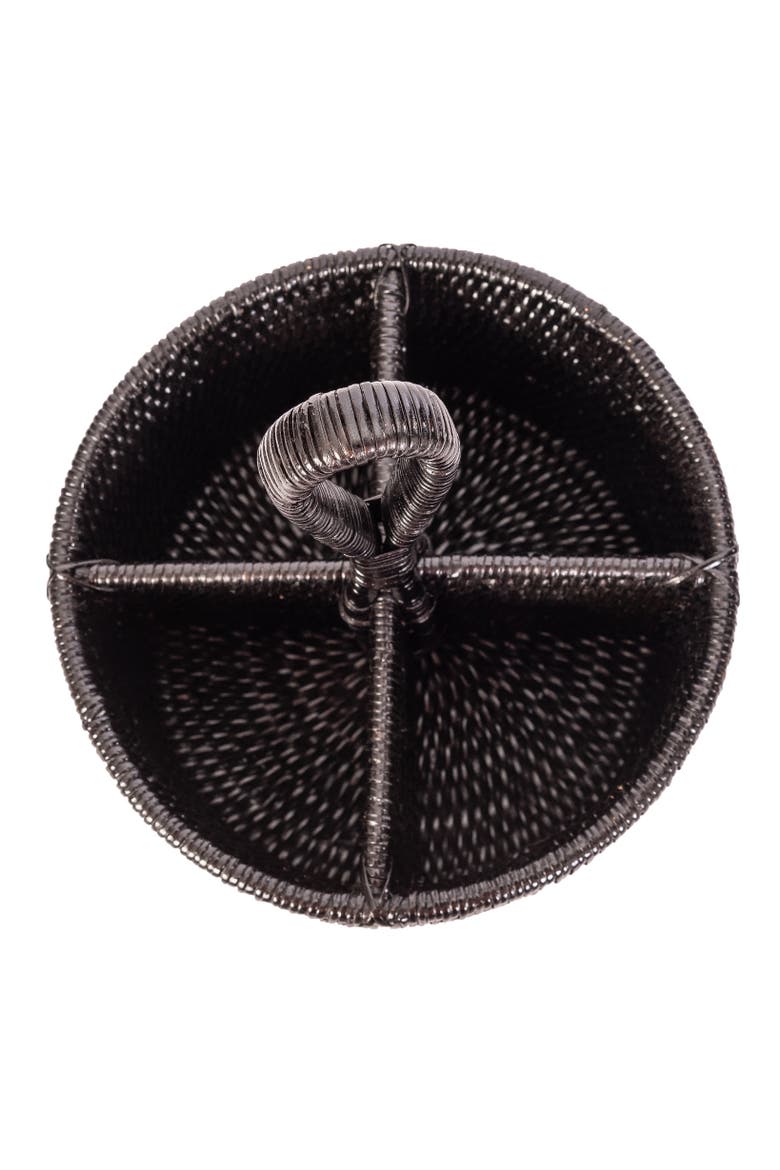 Artifacts Rattan Round 4 section Caddy/Cutlery Holder, Alternate, color, Tudor Black
