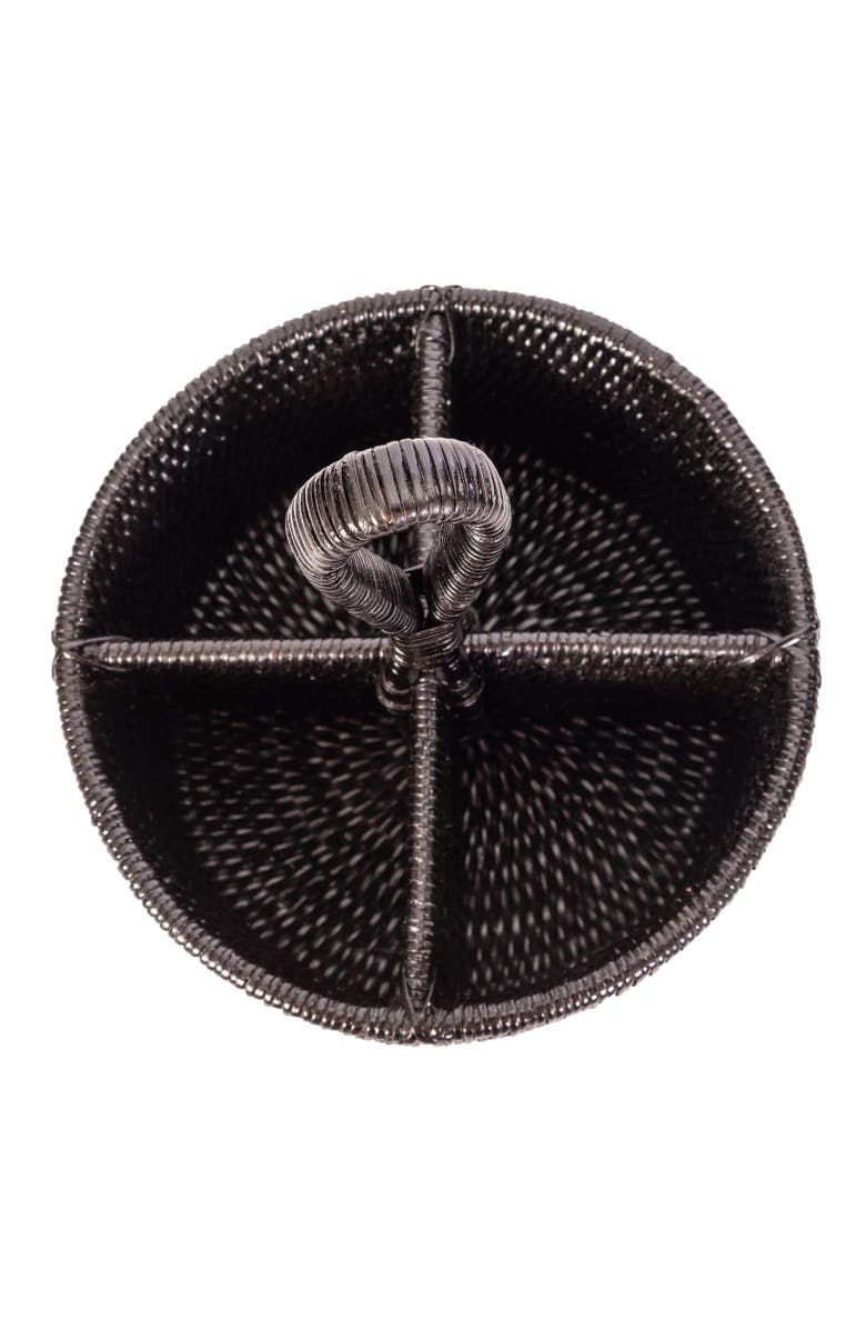 Artifacts Trading Company<sup>™</sup> Artifacts Rattan Round 4 section Caddy/Cutlery Holder, Alternate, color, Tudor Black