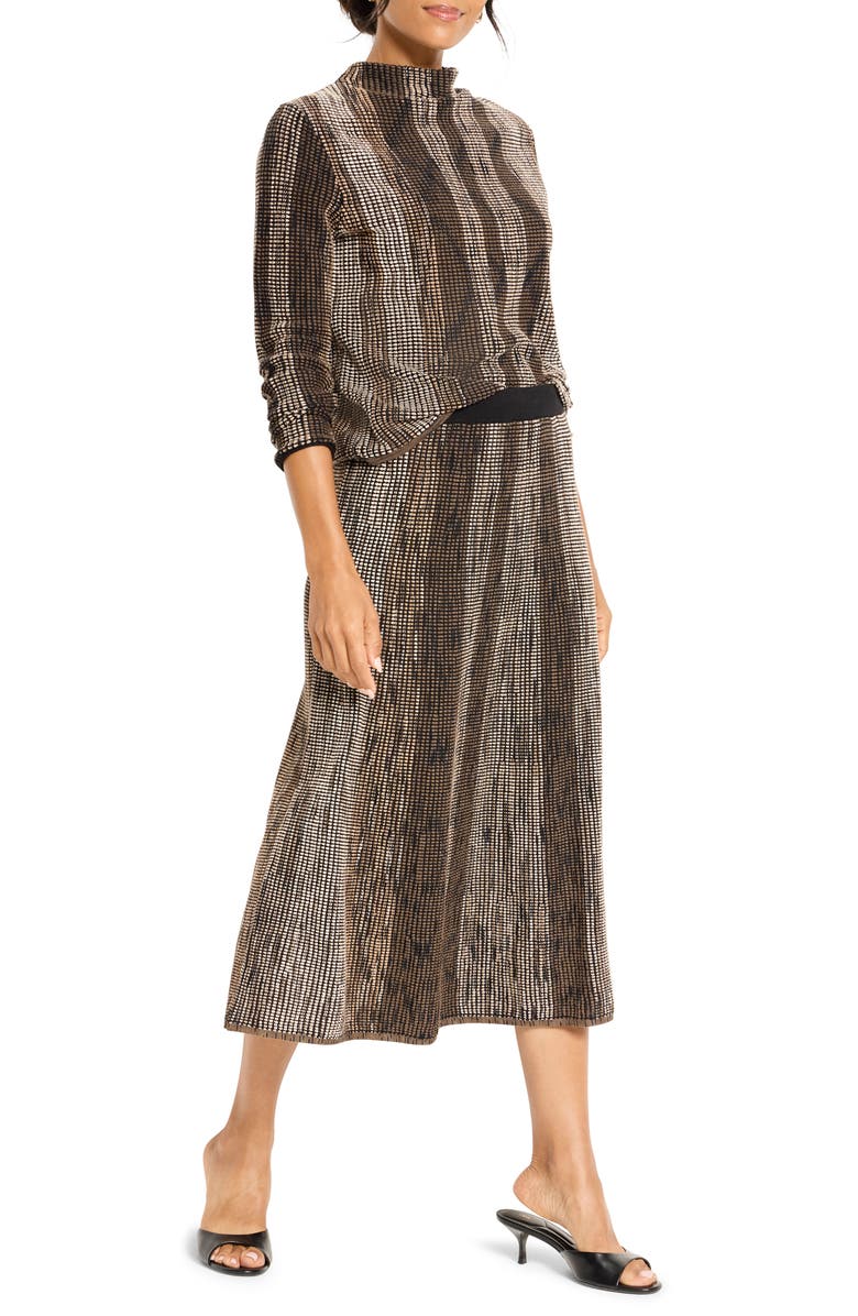 NIC+ZOE Ombré Pixel Metallic Knit Midi Skirt, Alternate, color, Neutral Multi