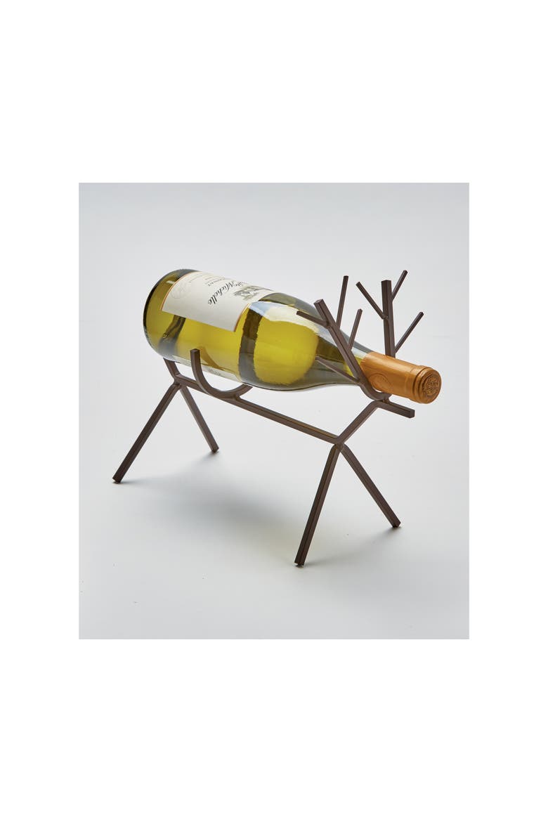 Antique Bronze Reindeer Wine Bottle Holder for Christmas Bar, Alternate, color, Gold