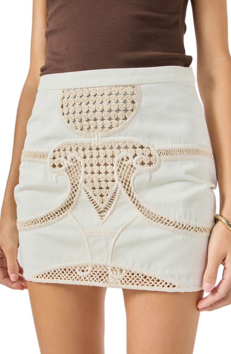 Endless Rose Crochet Miniskirt, Alternate, color, Cream