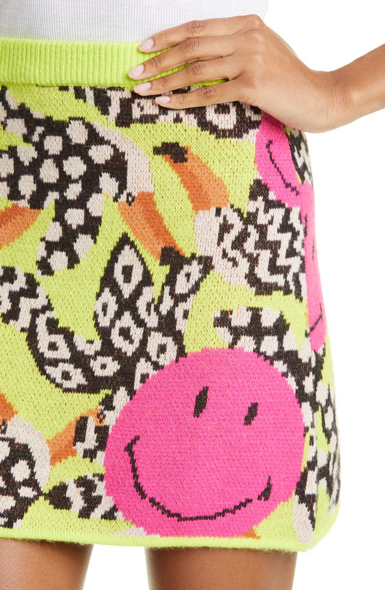 FARM Rio Tucanissimo Smiley Jacquard Knit Skirt, Alternate, color,