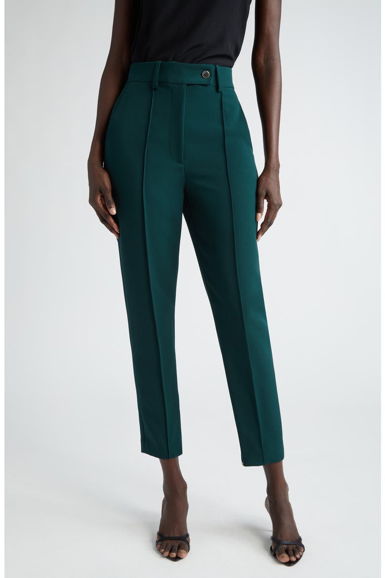 High Waist Stretch Cady Ankle Pants, Main, color, SPRUCE