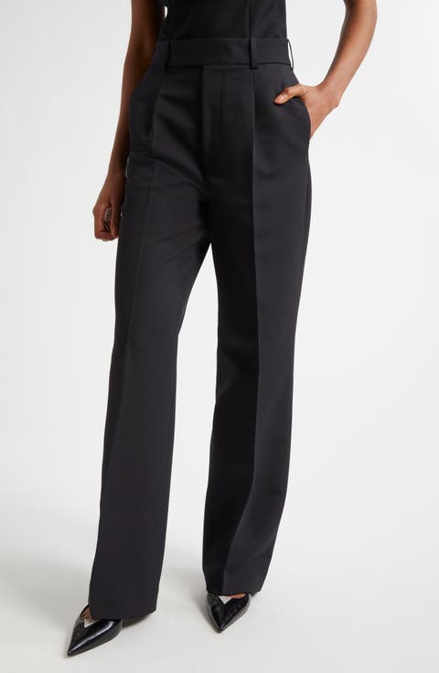 Relaxed Single Pleat Wool Blend Pants