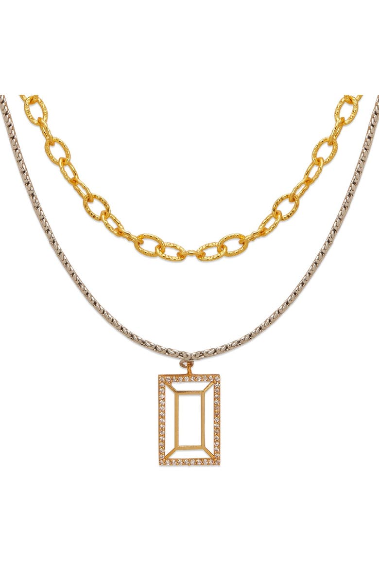 VAZIO LAYERED NECKLACE, Alternate, color, Gold Plated