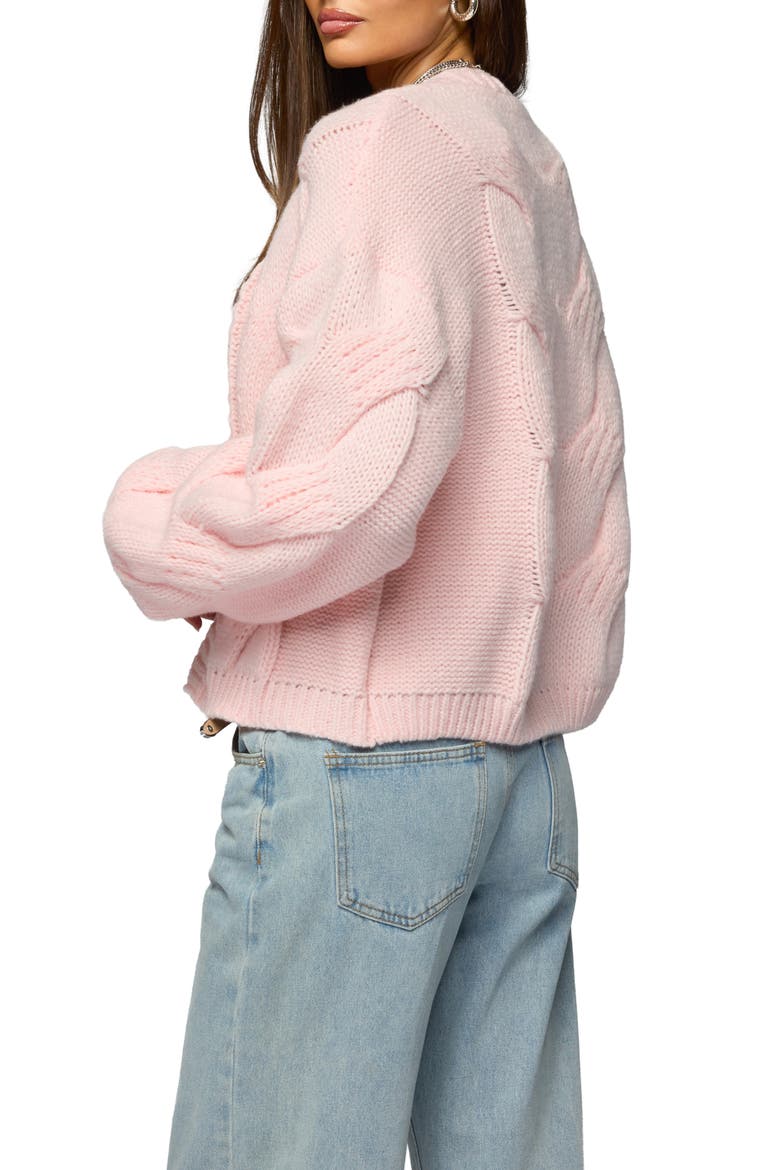 Braiden Chunky Cable Open Cardigan, Alternate, color, PINK