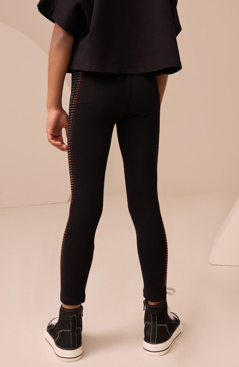 NEXT Kids' Rainbow Seam Diamante Leggings, Alternate, color, Black