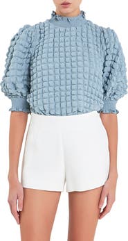 English Factory Textured Mock Neck Top