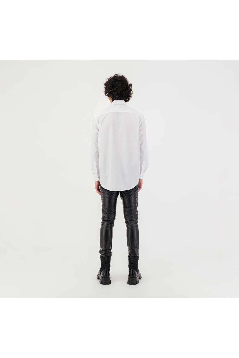 Velvet Patch Long Sleeve Botton Up Shirt, Alternate, color, White