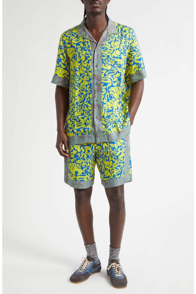 Piperi Mixed Print Drawstring Shorts, Alternate, color, YELLOW