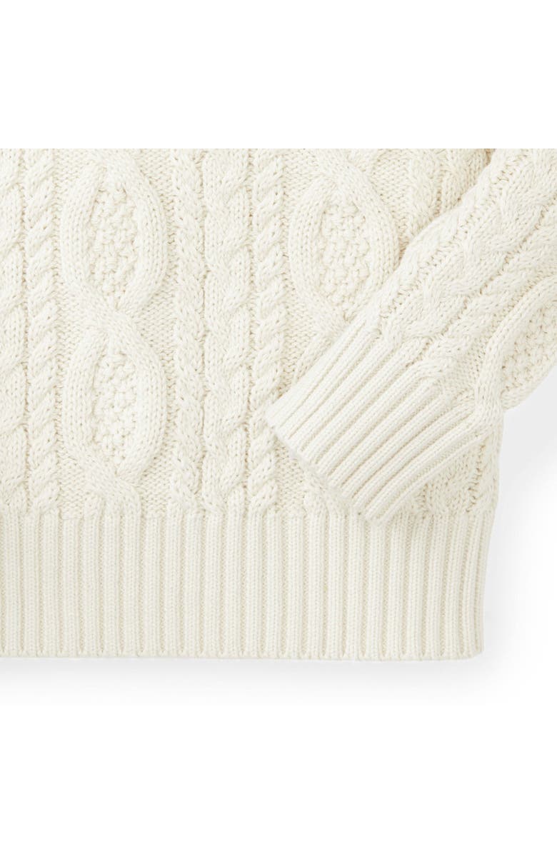 Hope & Henry Baby Boys' Organic Mock Neck Cable Sweater, Infant, Alternate, color, Soft White