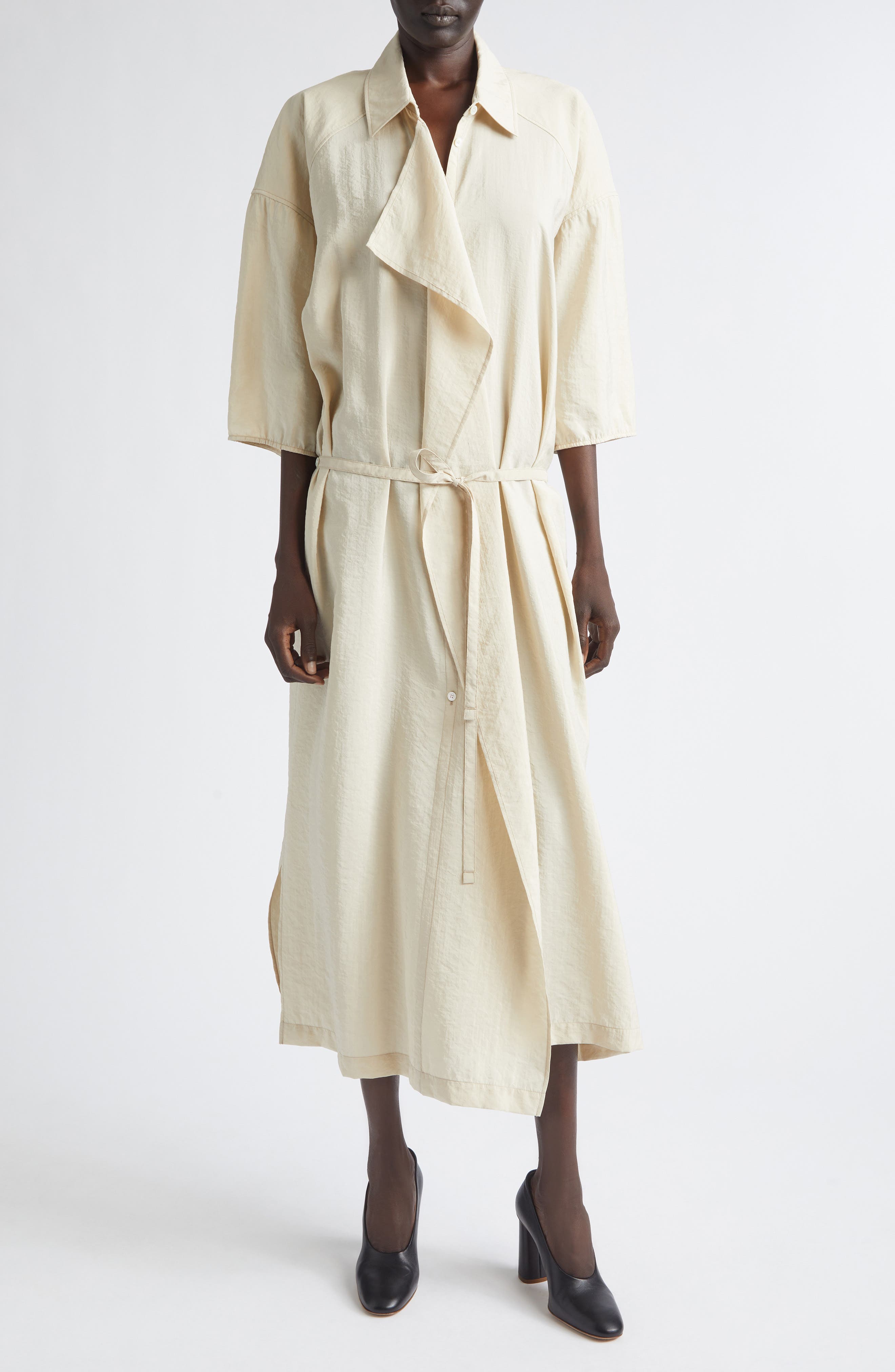 Asymmetric Silk Blend Shirtdress