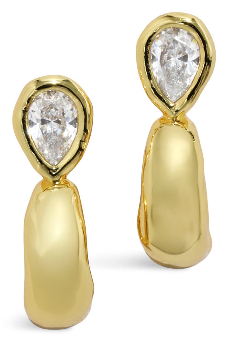 Asterales Pear Cubic Zirconia Small Hoop Earrings, Alternate, color, STONES