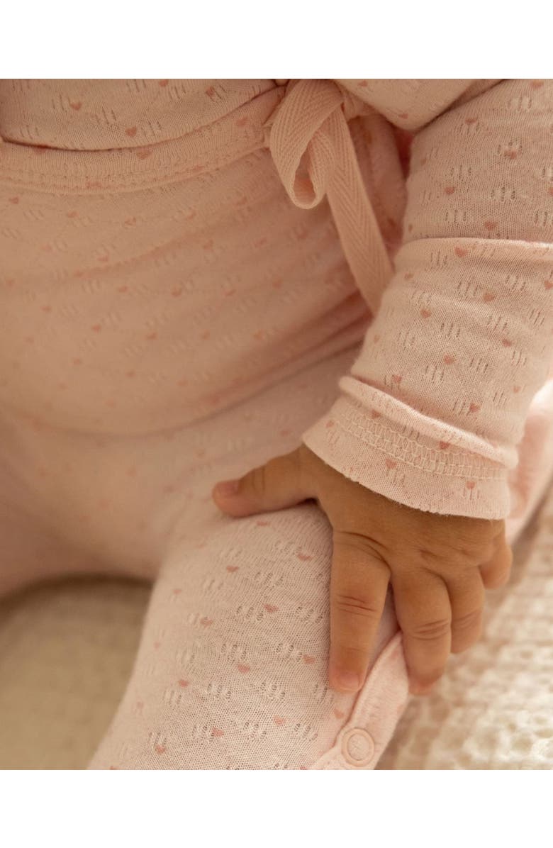 MiniMoi 3 Piece Baby Pointelle Rayon Blend Footie Set, Alternate, color, Pink