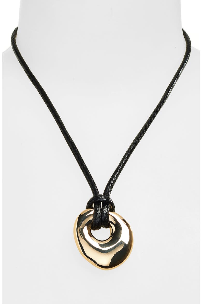Molten Disc Pendant Necklace, Alternate, color, BLACK- GOLD
