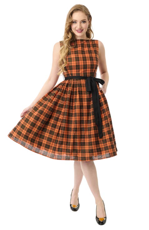 Sleeveless Belted Swing Dress