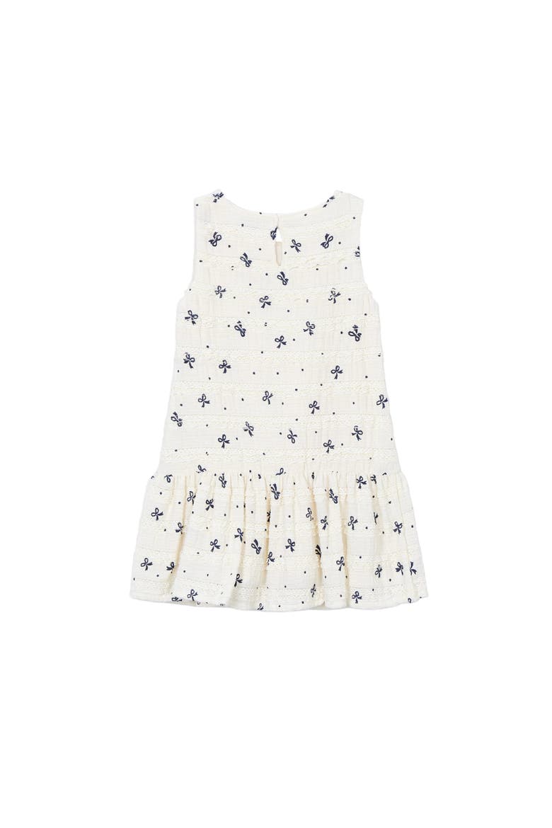 Bow-Pattern Drop-Waist Dress, Alternate, color, White