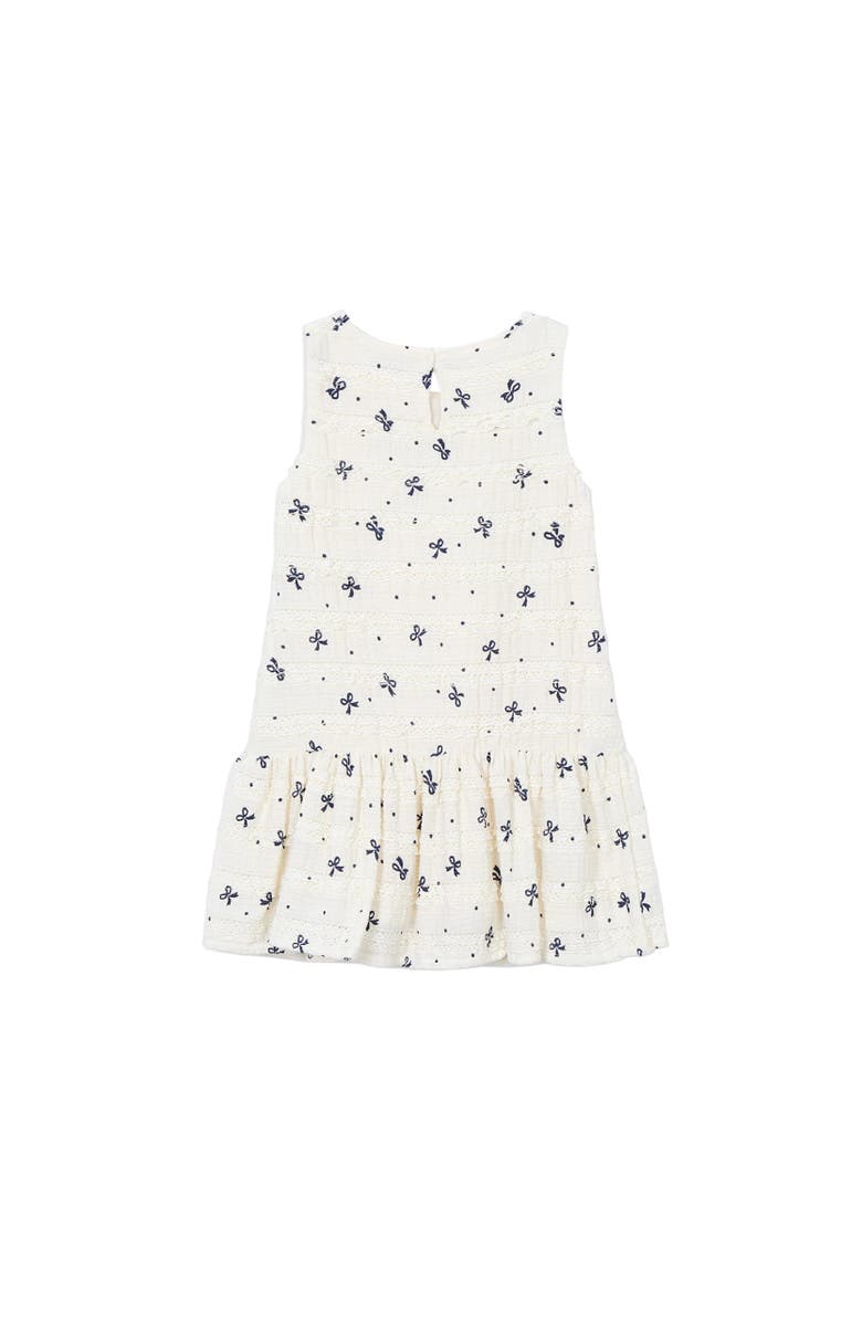 Mayoral Bow-Pattern Drop-Waist Dress, Alternate, color, White