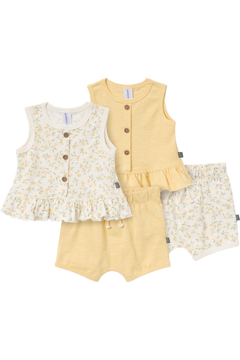 Sleeveless Peplum Tops and Shorts Set, Main, color, Lemon Vines