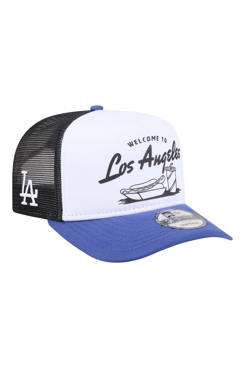 Men's New Era  White/Royal Los Angeles Dodgers Foodie A-Frame 9FIFTY Trucker Snapback Hat, Main, color, White