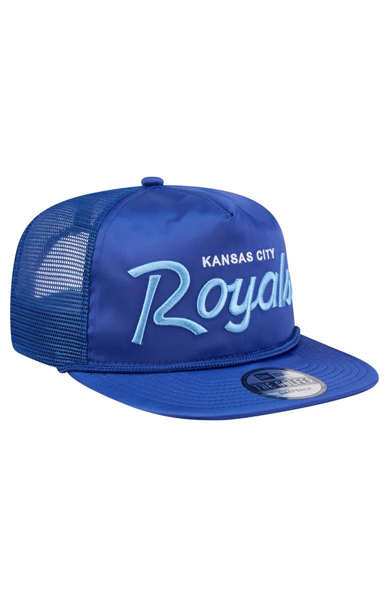New Era Men's New Era Royal Kansas City Royals Retro Satin Script Golfer Adjustable Hat, Alternate, color,