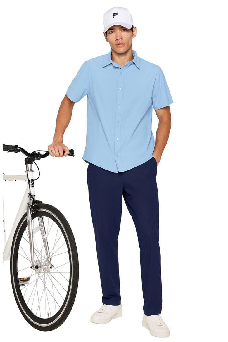 The Don Short Sleeve Button Up, Main, color, Newport Blue