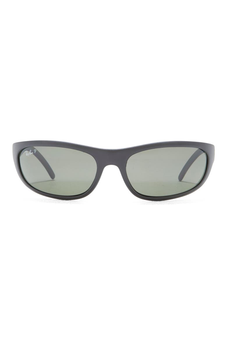 60mm Predator Polarized Wrap Sunglasses, Main, color, MATTE BLK