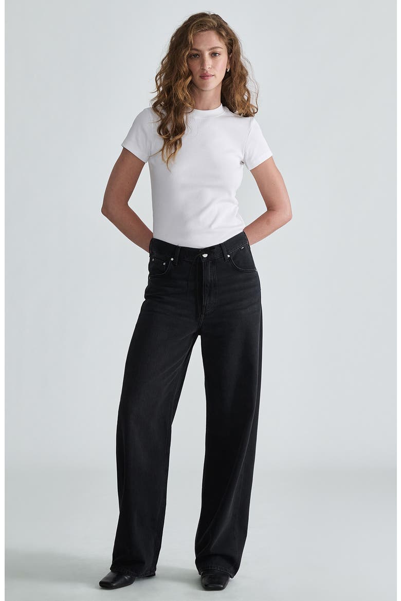 Nella Drawstring High Waist Jeans, Alternate, color, DARK SMOKE WELL BLUE