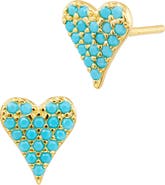 SAVVY CIE JEWELS Faux Turquoise Pavè Heart Stud Earrings