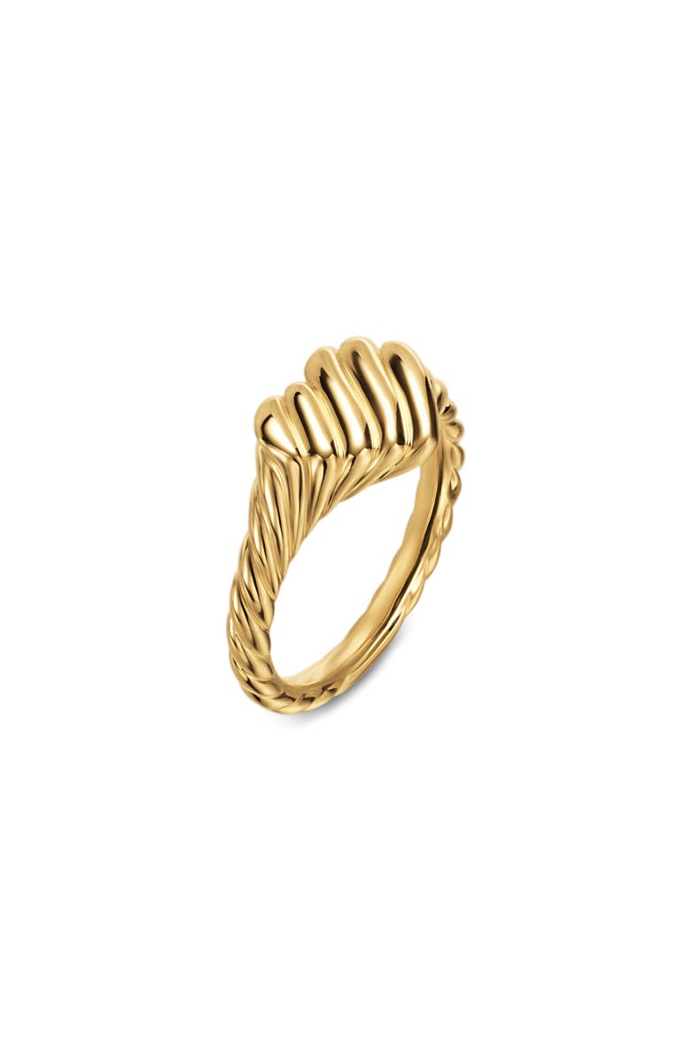 David Yurman Sculpted Cable Heart Pinky Ring in 18K Yellow Gold, 9mm, Alternate, color,