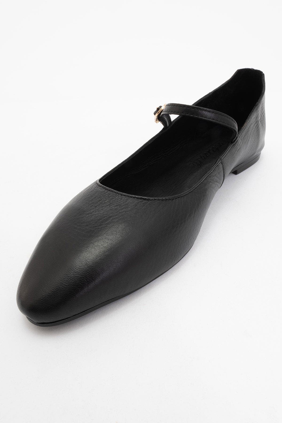 Forever & Always Shoes Lara Leather Mary Jane Flats, Alternate, color, Black Leather