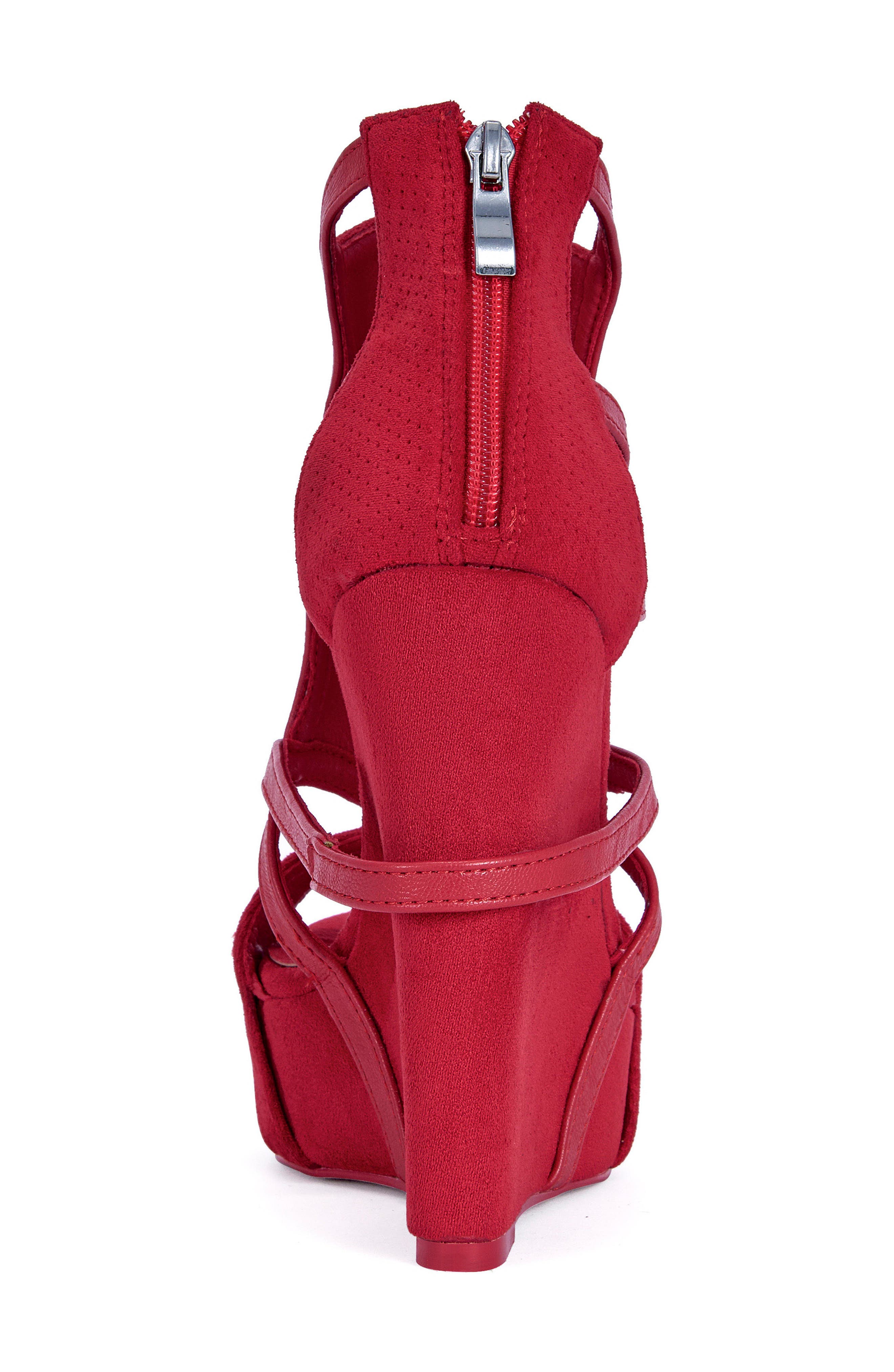 Xareni Strappy Red Wedge, Alternate, color, RED