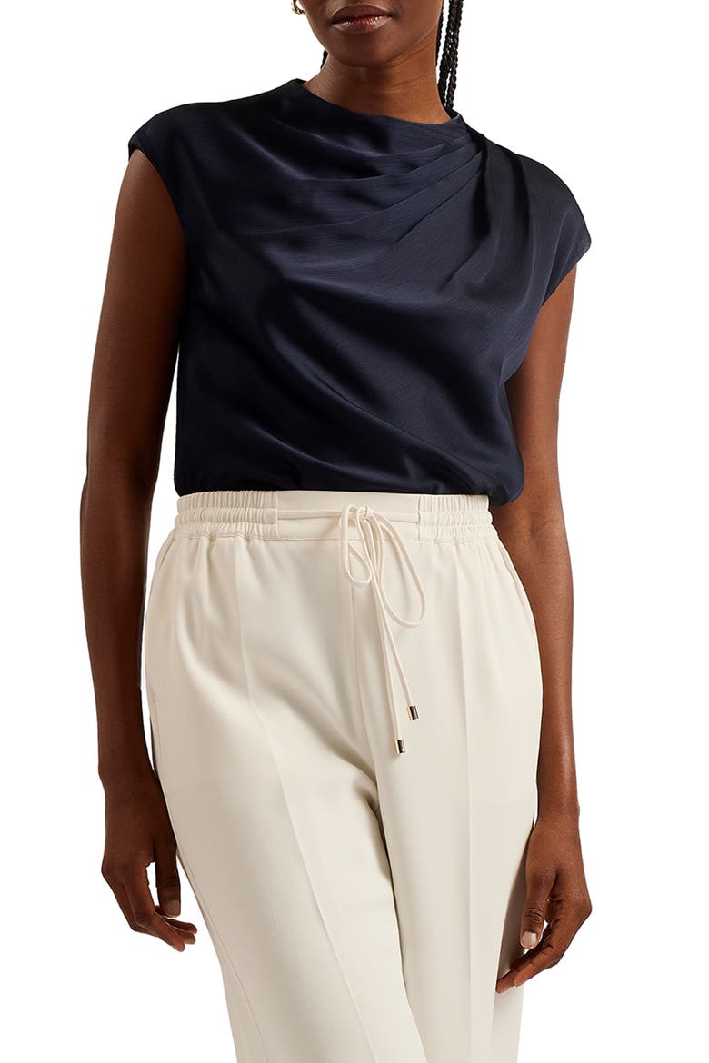 Drape Neck Top, Main, color, NAVY