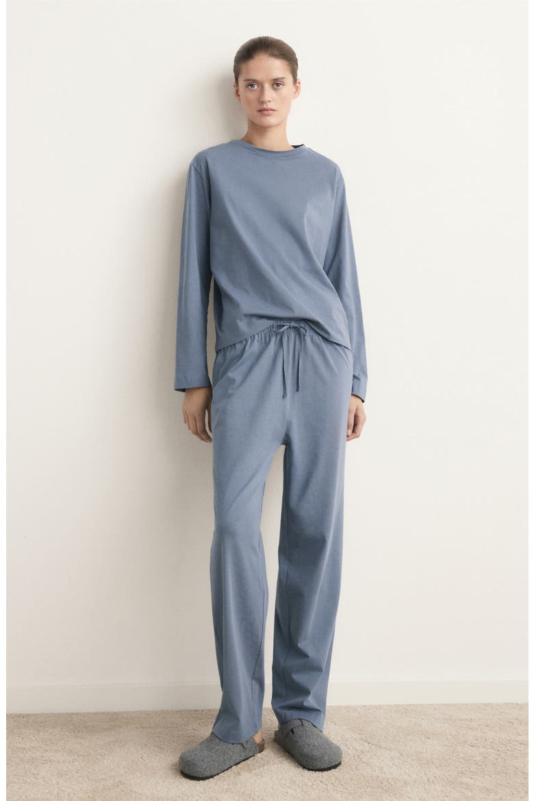 Plain Cotton Pajamas, Alternate, color, INK BLUE