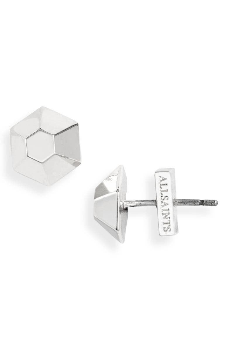 AllSaints Hexagonal Dome Stud Earrings, Main, color, 
