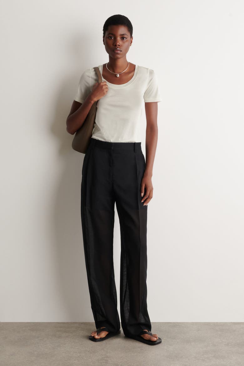 Slim Silk T-shirt, Alternate, color, IVORY