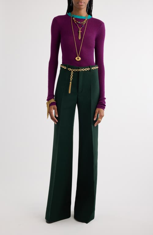 Chloé Broken-heel Low-rise Stretch-wool Pants In Nightfall Green