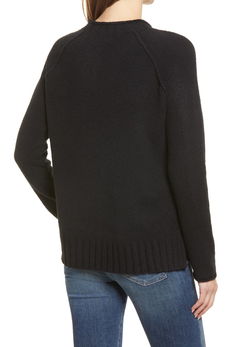 Cozy Rolled Crewneck Sweater, Alternate, color, BLACK