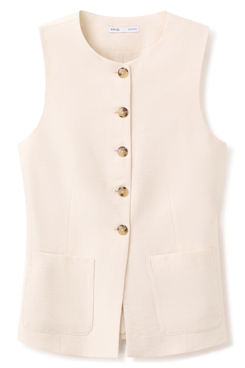 Pocket Button Front Vest, Alternate, color, ECRU