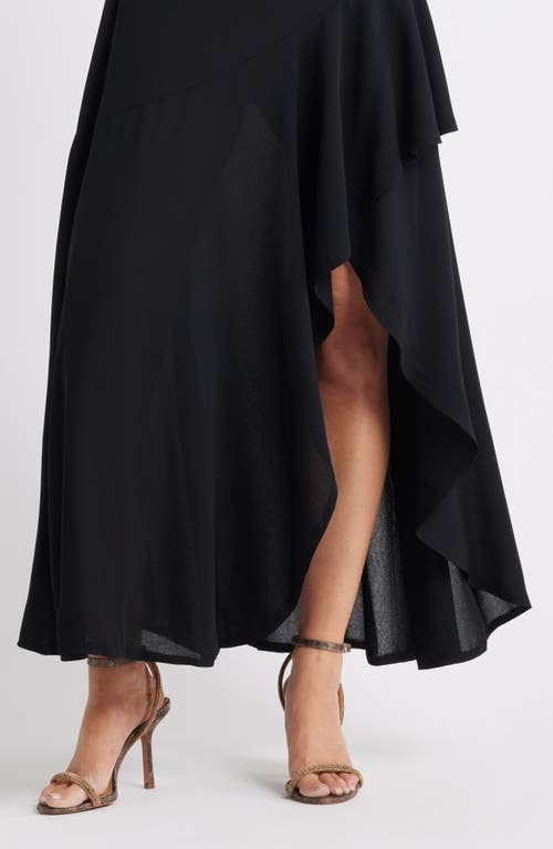 Chelsea28 Cascading Off The Shoulder Evening Dress In Black