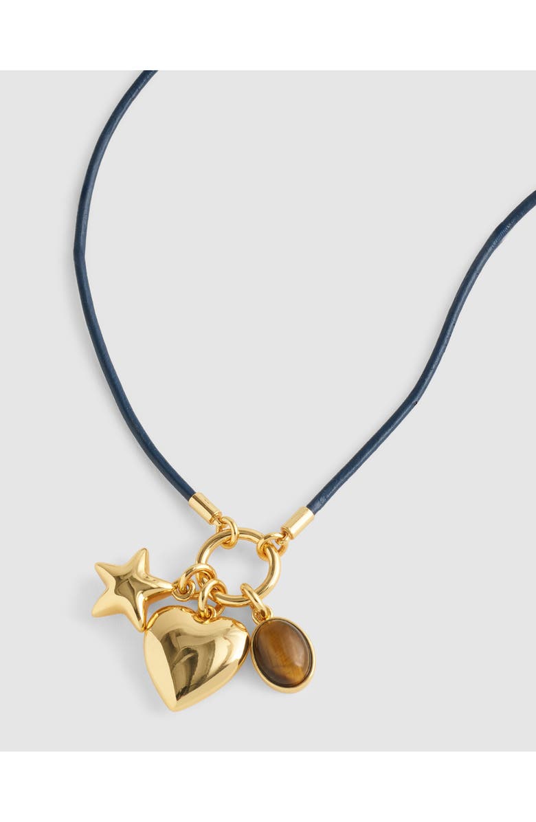 Madewell Heart Charm Cord Necklace, Alternate, color, Antique Gold