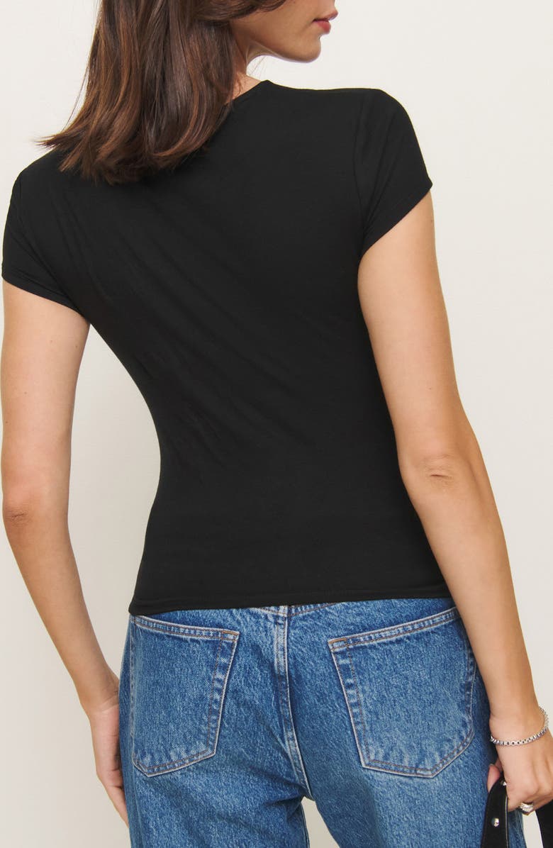Reformation Else Cutout Cap Sleeve Top, Alternate, color, Black