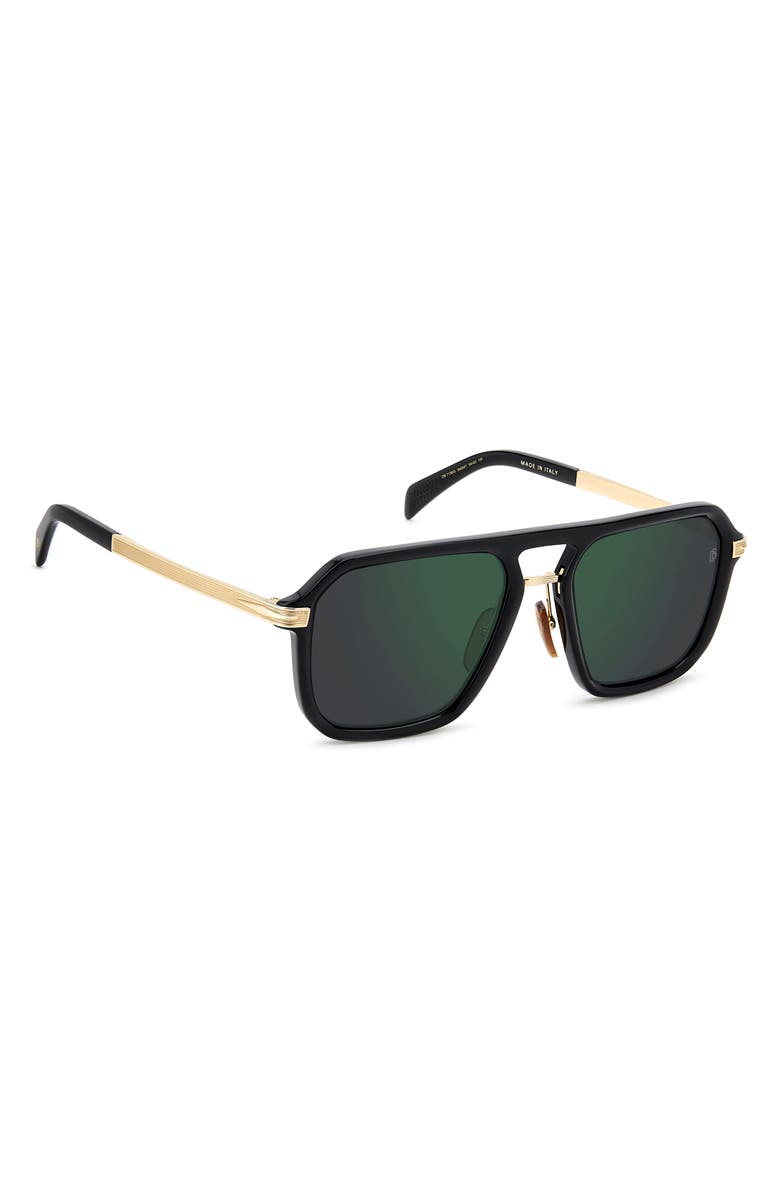 David Beckham Eyewear 56mm Navigator Sunglasses, Alternate, color, Black Gold/ Green Sp