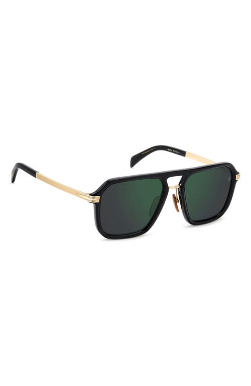 David Beckham Eyewear 56mm Navigator Sunglasses In Black Gold/green Sp