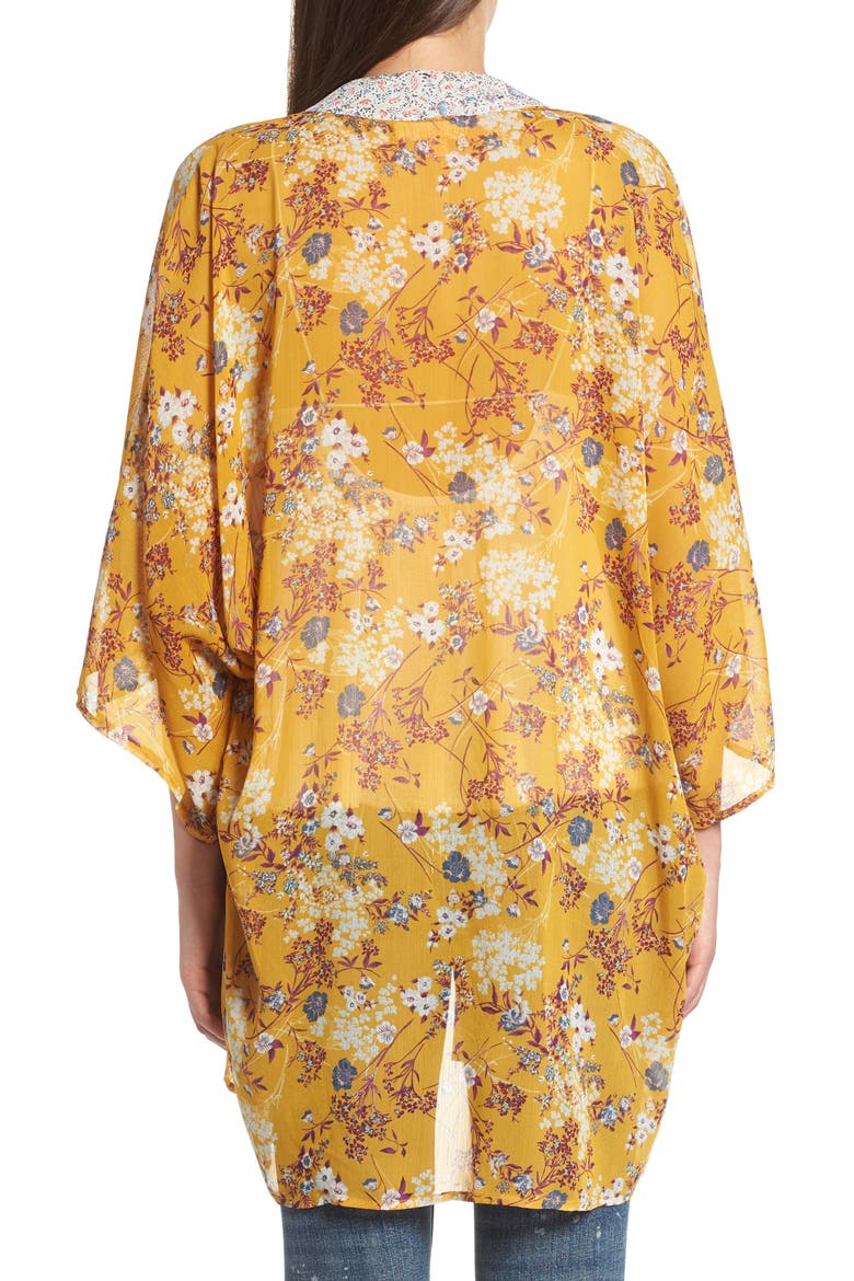 Mix Print Kimono, Alternate, color, DIJON/ WINE/ SAGE